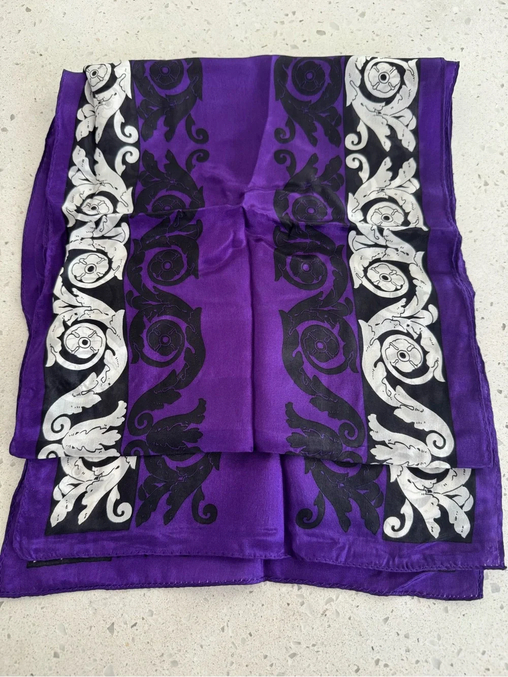 Hawaiian Print Scarf Likely Silk 50”x11”